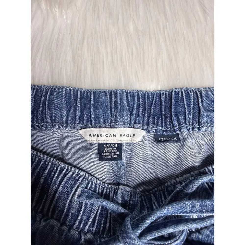 American Eagle Blue Denim Ruffle Hem Shorts